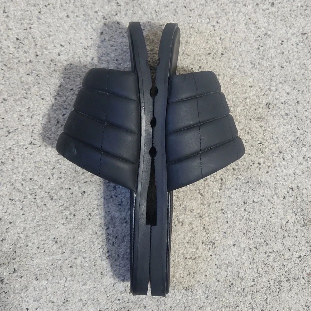 Sorel Ella III Slide Sandals Quilted Leather Slip On Flats Black Size 10.5 - Picture 9 of 14